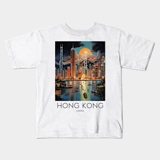 A Pop Art Travel Print of Hong Kong - China Kids T-Shirt